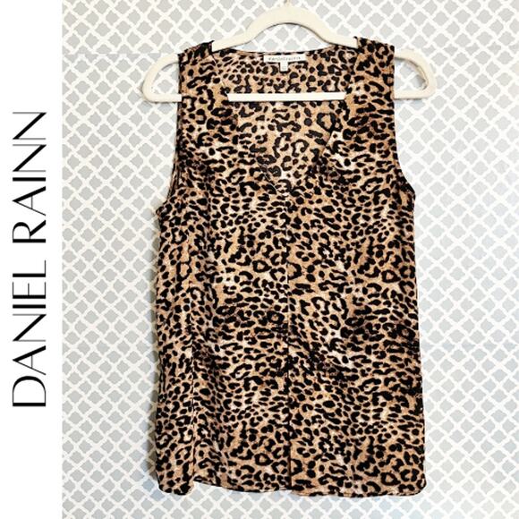 DANIEL RAINN Leopard Print Sleeveless Swing Tank, L - Picture 1 of 8